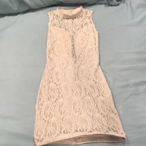 Nude Mini Dress with nude underlay